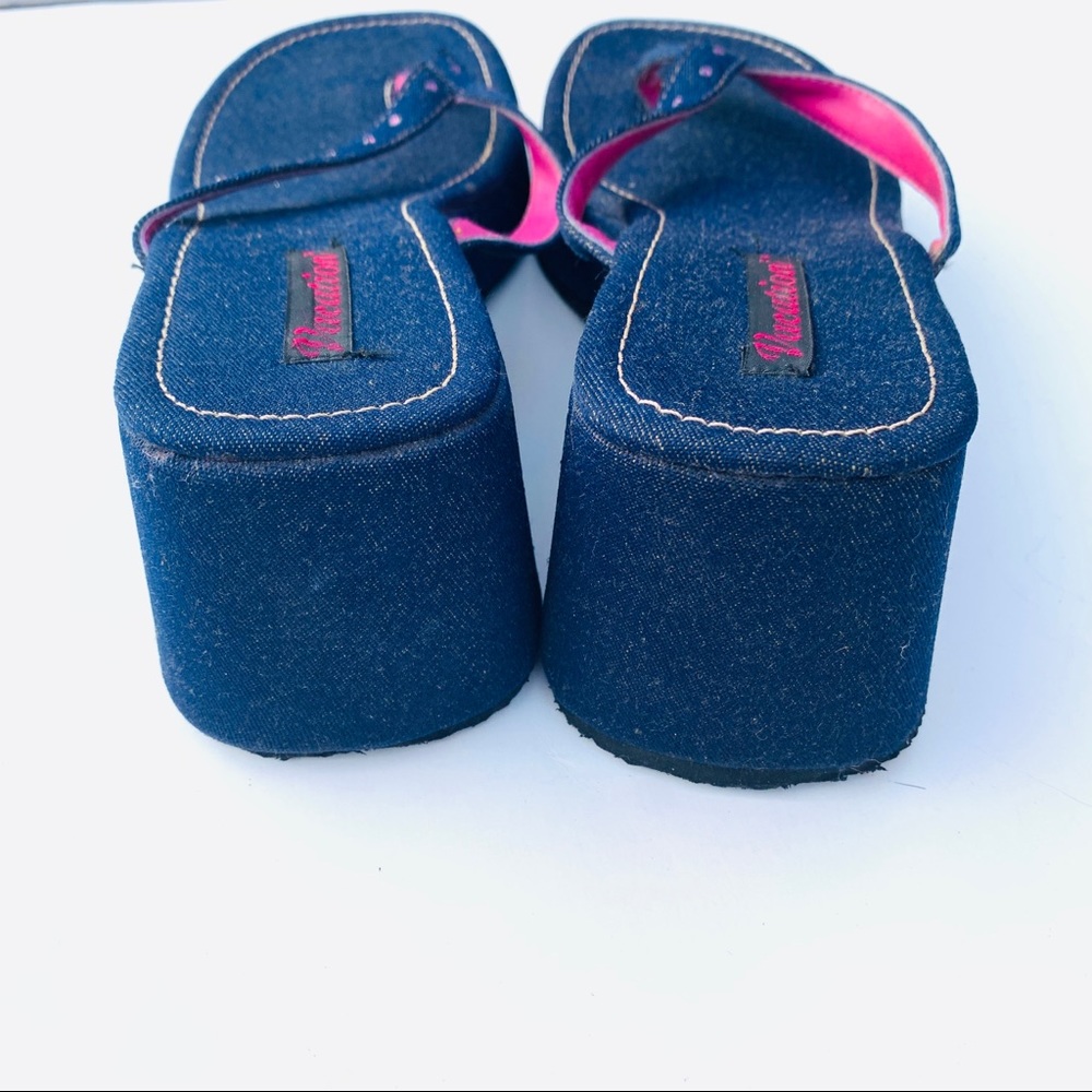 Denim Rhinestone Wedge Sandals - Picture 4 of 5